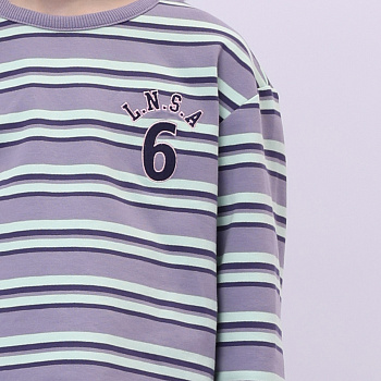 YWDU280-2 Lifestyle Crew Neck Sweatshirt Turbidity Purple Stripes
